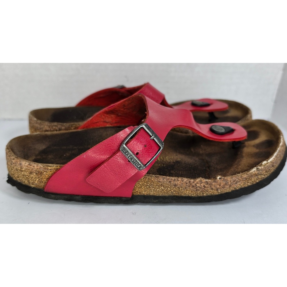 Birkenstock Gizeh Boho Thong Sandals 41 Leather Casual Summer Red